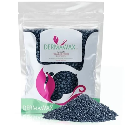 Imagen de Dermawax 1 kg Azuleno perla de Cera caliente depilatoria caliente, para pieles sensibles et normal, áreas faciales axilas, sobre, La carrocería completa Depilación brasileña