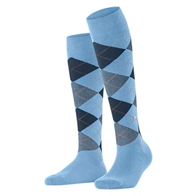 Imagen de Burlington Queen W KH algodón largo estampado 1 par, Calcetines largos Mujer, Azul (Light Blue 6541), 36 41