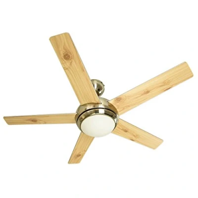 Imagen de AireRyder Fresco Ventilador de techo con luz AireRyder, mando a distancia, 112 cm, carcasa níquel cepillado, aspas reversibles en colores plata/pino