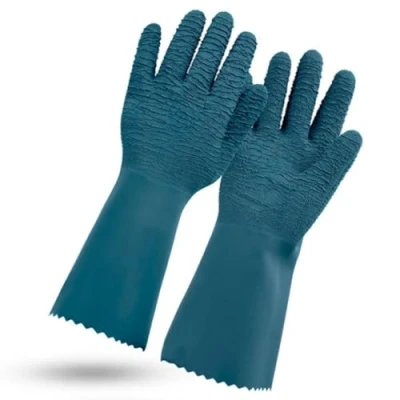 Imagen de Rostaing PROTECTMAX IT09 Guantes de jardinería (100% impermeables, largo látex, gruesos, talla 9, color verde azul, 9