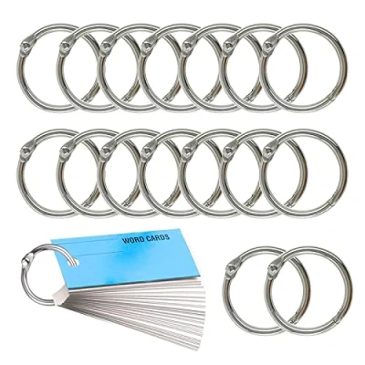 Imagen de Anillas Encuadernar,Anillos de Libro 120 Piezas Hojas Sueltas Bisagra,20mm Libros Llaveros,Plata Para Encuadernar Metalicas