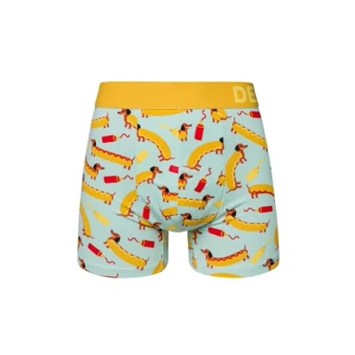 Imagen de Dedoles Calzoncillos Hombre y Chico Ropa Interior Algodón Boxer Muchos diseños Divertidos Dinosaurios Patos Globos Regalo, Color: Amarillo, diseño: Perrito Caliente (Bóxeres Ajustados), tamaño: M