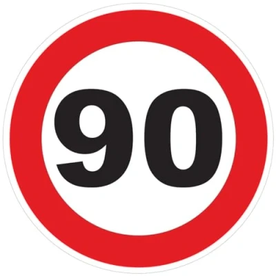 Imagen de Pegatina de limitación Velocidad autocares Círculo Rojo Tractor Peso Pesado Disco Camión 90 KM/H Adhesivo 15 cm Diámetro