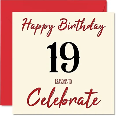 Imagen de Divertidas tarjetas de cumpleaños número 19 para hombres y mujeres Razones Tarjeta feliz hijo, hija, hermano, hermana, nieto, nieta, sobrina, sobrino, primo,