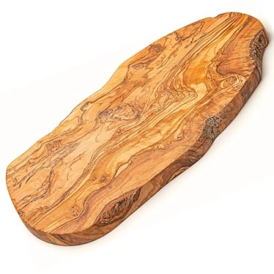 Imagen de Erreke Tabla de Cortar Madera Olivo Natural, Pieza Única, Cocina para Servir, Picar, Carne Barbacoa Queso Pan (39 cm, rústica)
