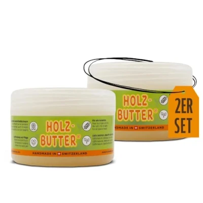 Imagen de Renuwell 2 x 250 ml Mantequilla de Madera Cuidado Muebles 100% Apto para Alimentos Set Ahorro