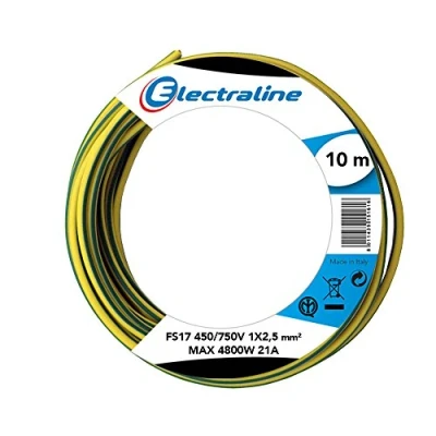 Imagen de Electraline 13171 Cable unipolar FS17, sección 1 x 2,5 mm², amarillo/verde, 10 m