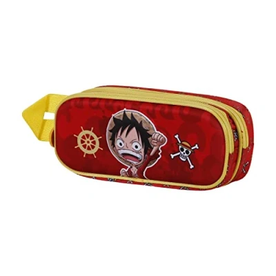 Imagen de Karactermania One Piece Luffy 3D Double Estuche escolar para niños, Talla: Size, Rojo