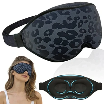 Imagen de Antifaz para Dormir, Antifaces Dormir 100% Que Bloquea la Luz, Máscara Suave y Cómodo Hombres Mujeres (Estampado De Leopardo)
