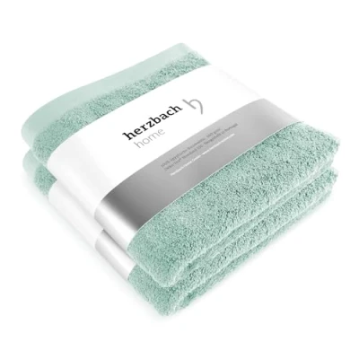 Imagen de herzbach Home Juego de 2 Toallas Mano Premium 50 x 100 cm (Menta), Suave y Absorbente, 100% algodón Natural