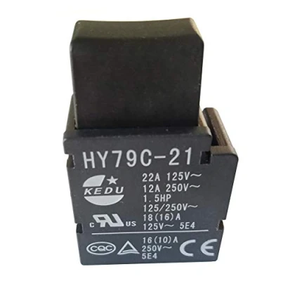 Imagen de KEDU HY79C 21 Interruptor de disparo Interruptores pulsadores con botón autobloqueante para máquina corte Taladro eléctrico Cortacésped 125/250V 22/12A pack 2