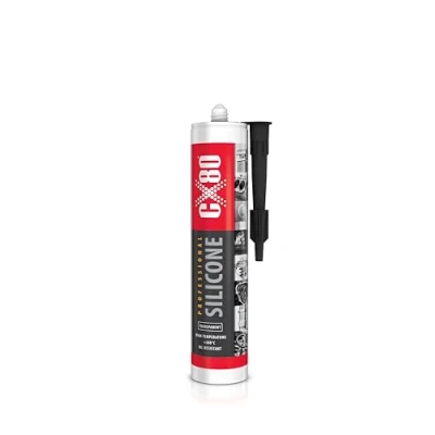 Imagen de CX80 Silicona transparente de alta temperatura, sellado elástico permanente para temperaturas 65 C hasta +380 , construcción, automoción e industria, resistente a aceites, gasolina y