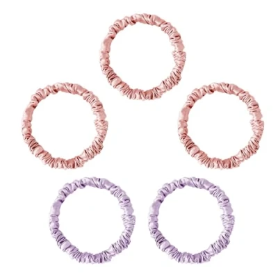 Imagen de townssilk Cinta de seda para el cabello, 100 % morera pura, 22 momme, agradable al lujoso, flexible, elásticos paquete 5 combinaciones