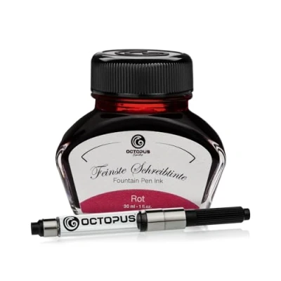 Imagen de Octopus Fluids Rot tinta para escribir con convertidor incluido, pluma estilográfica, 30 ml Rojo