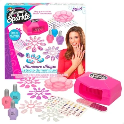 Imagen de ColorBaby Shimmer N Sparkle Kit uñas postizas para niñas y pintauñas, Manicura, Incluye Esmalte de plástico, + 8 años (44078)