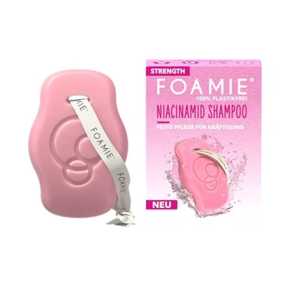 Imagen de Foamie champú sólido STRENGTH con niacinamida, volumen de para cabello fino y fino, niacina extractos arroz una protección fortalecimiento intensivos, 80 g