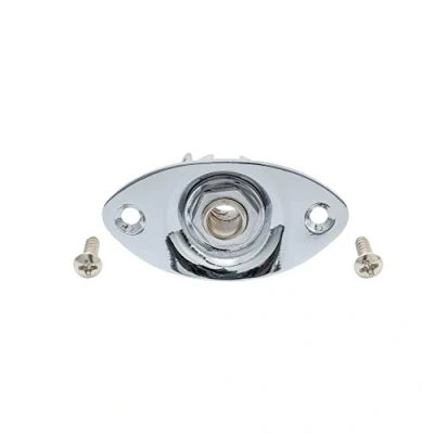 Imagen de Musiclily 6,35mm Ovalada Placa Jack de Guitarra Entrada Salida Plate Socket para Eléctrica, Cromado