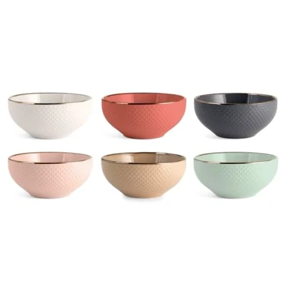 Imagen de H&amp;h set 6 bowl colazione dots in colori assortiti cc 670