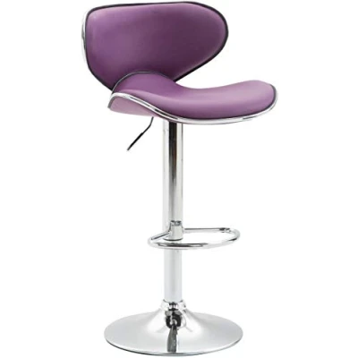 Imagen de CLP Taburete Alto Las Vegas V2 Tapizado En Simil Cuero I De Cocina Con Altura Regulable Silla Alta Moderna &amp; Reposapiés Color:, Color:violeta, Color del marco:cromado