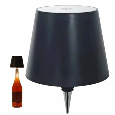 Imagen de THUCHENYUC Lámpara De Botella Inalámbrica, 3 Colores Regulación Continua Luces Recargables Vino Inalámbrica Recargable Táctil LED para Bares Restaurantes(Black)