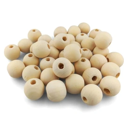 Imagen de Netuno 40x bolas de madera con agujero 20 mm naturales redondas para manualidades grande enhebrar cuentas joyas