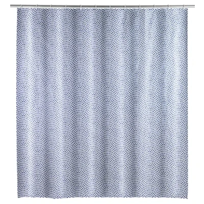 Imagen de Wenko Cortina de Ducha Sevilla, Hecha con película plástico reciclable y respetuosa el Medio Ambiente (PE), para baño, Impermeable, 180 x 200 cm, 12 Anillas Blancas, Azul/Blanco