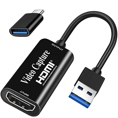 Imagen de Tarjeta de Captura Juegos Fulfalic 4K HDMI a USB, Full HD 1080p, Videojuegos para editar Video/Juegos/transmisión/enseñanza en línea (Negro)