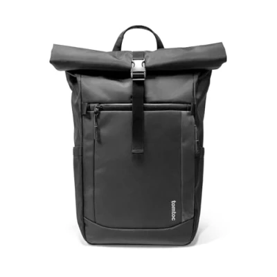 Imagen de tomtoc Mochila Enrollable para Portátil de 13 17,3 Pulgadas, Rolltop Viaje Impermeable y Expansible, Capacidad Ajustable 25 30L, Commuter, Trabajo, Casual Universidad, Negro