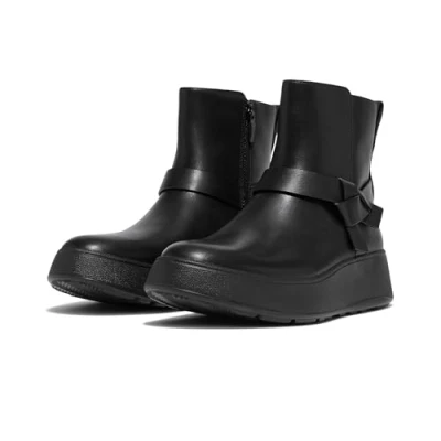 Imagen de Fitflop F Mode Botas Chelsea de Piel con Nudo Plegado, Mujer, Black, 39 EU
