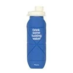 Imagen de FISURA Botella de agua plegable “F*cking water. silicona libre BPA. flexible azul. 600 ml capacidad.