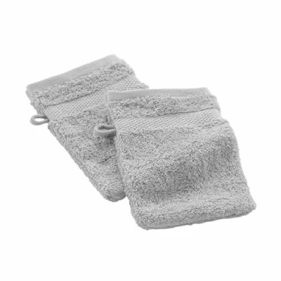 Imagen de Douceur d&#039;Intérieur Elegance 2 Guantes de baño (15 x 21 cm) Perla, 100% algodón Liso