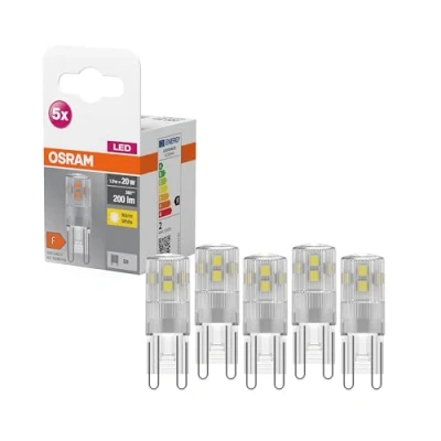 Imagen de OSRAM Lámpara LED Star PIN, G9 base, vidrio transparente ,Blanco cálido (2700K), 200 Lumen, sustituto de 20W iluminante 5 paquete