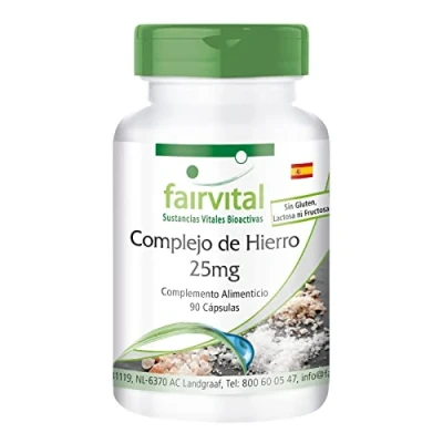 Imagen de Fairvital Complejo de Hierro 25mg VEGANO Dosis alta 90 Cápsulas Calidad Alemana