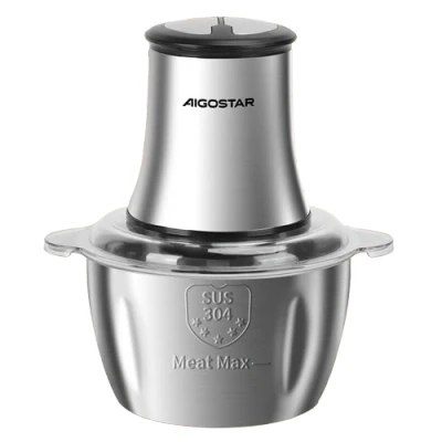 Imagen de Aigostar Flor Picadora electrica, con tazón de acero inoxidable 1.8L y 4 cuchillas afiladas. electrica alimentos 500W, 2 velocidades, adecuada para carne, cebolla, verdura fruta