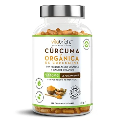 Imagen de Curcuma Con Jengibre y Pimienta Negra 1440mg, 180 Capsulas (Contienen Polvo Para Te O Leche Dorada Jengibre) Cúrcuma Piperina VitaBright/Pastillas Curcumina