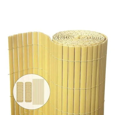 Imagen de VOUNOT Cañizo Ocultación PVC Doble Cara 100 x 300 cm con Puente Reforzado, Estera Valla Privacidad Pantalla Protección Visual para Jardín, Balcón, Terraza, Color Bambú