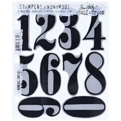 Imagen de Tim Holtz Cling Stamps 7&quot;X8.5&quot; Numeric
