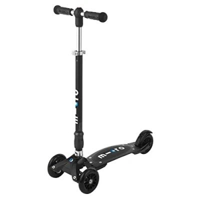 Imagen de Micro® Kickboard, Diseño Original, Patinete 3 Ruedas Adultos, Sistema de Giro por inclinación, Incluye Manillar en T y Stick (Estilo Surf) (Compact Negro)
