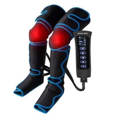 Imagen de ECODE® Masajeador con Presoterapia para Pies y Piernas, 6 Modos, 3 Intensidades, 2 Niveles de Calor, Mando Intuitivo Perfecto Drenaje Linfatico, Relajacion, Piernas Cansadas, Varices
