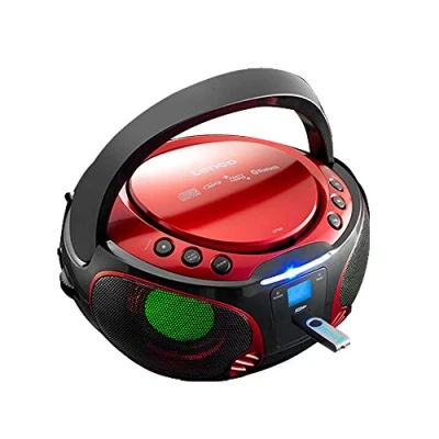 Imagen de Lenco Radio CD Portátil Scd 550Rd Color Rojo, Bluetooth, USB, FM