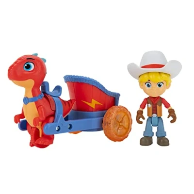 Imagen de Dino Ranch Vehículo Jon and Blitz Chariot Cuenta con un carro de 5 pulgadas y Rancher 3 Tres estilos para coleccionar Juguetes niños tus ganaderos