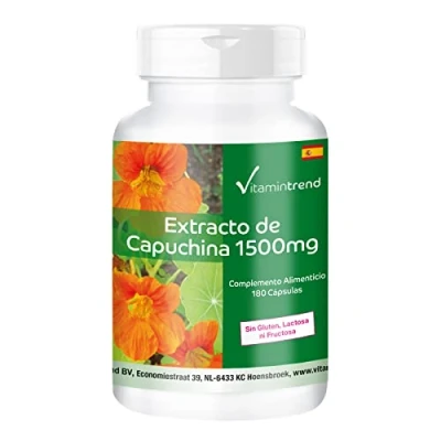 Imagen de Extracto de Capuchina 1500mg Nasturtium 180 cápsulas veganas 10x concentrado para vejiga y pulmones Vitamintrend®