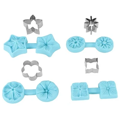 Imagen de 4 Juegos de cortadores galletas, Tipos marcos moldes silicona para flores, fondant, hacer galletas chocolate, pan bodas