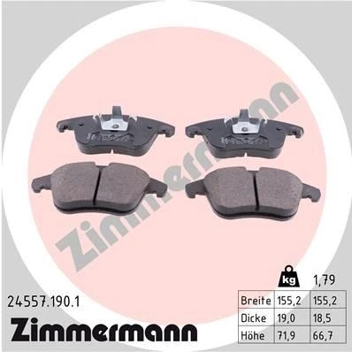 Imagen de ZIMMERMANN 24557.190.1 Juego de pastillas freno Foto correspondiente a la entrega CITROËN: C4 I Grand Picasso, II Hatchback, Picasso 1