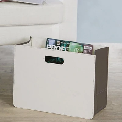 Imagen de Casablanca Zeitungskorb weiß/grau H30cm B40cm T19cm 31839