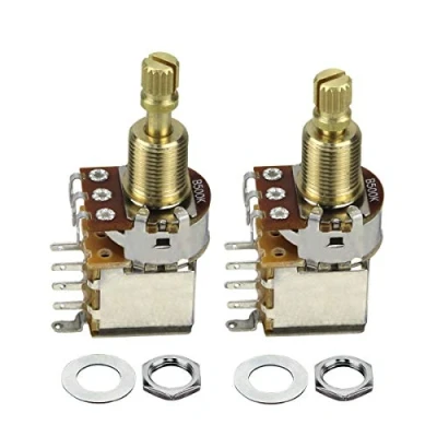 Imagen de FLEOR 2PCS Guitar Push Switch Potenciómetro B500K Pot Linear Taper Cobre Eje largo dividido para partes de bajo guitarra eléctrica