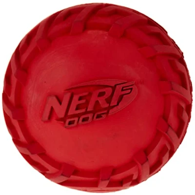 Imagen de Nerf Dog Pelota de Goma para Perros con Perfil neumáticos y chirridos, Color Rojo o Verde, 7,6 cm