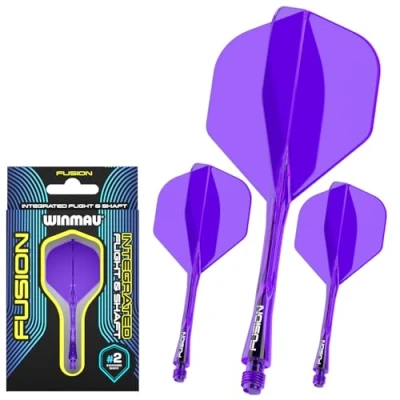 Imagen de WINMAU Darts Fusion Integrated Flight &amp; Shaft System Forma y diseño n.º 2 Color lila, longitud intermedia