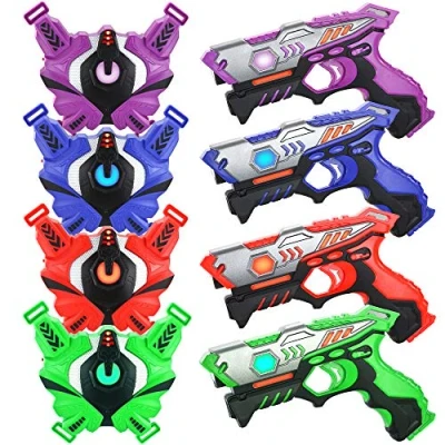 Imagen de TINOTEEN Pistolas de Juguetes y Chaleco, Armas Juego 4 Jugadores para 6 7 8 9 10+ Niños