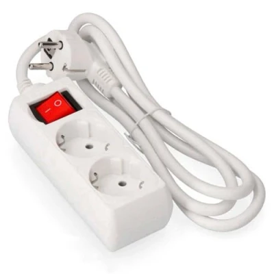 Imagen de Regleta Blanca de 2 Tomas schuko con Interruptor, 1.5 m H05VV F 3G1.5m㎡, Base